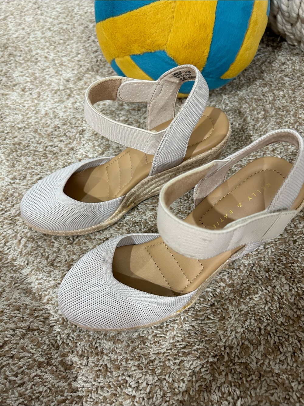 Kelly & Katie Neutral Beige Espadrille Wedge Sandals